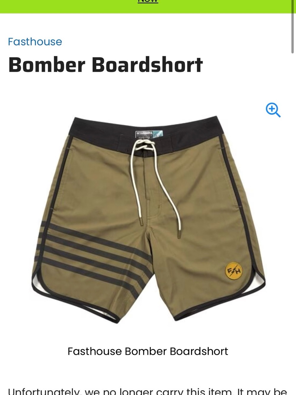 Fasthouse Bomber Boardshort - Olive with Black Trim